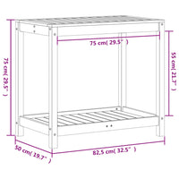 Tavolo Invaso con Ripiano Bianco 82,5x50x75 cm Massello Pino 832398