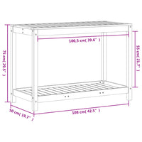 Tavolo Invaso con Ripiano 108x50x75 cm Legno Massello di Pino 832402