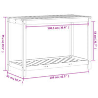 Tavolo Invaso con Ripiano 108x50x75 cm Legno Massello Douglas 832405