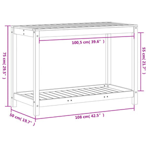 Tavolo Invaso con Ripiano 108x50x75 cm Legno Massello Douglas 832405