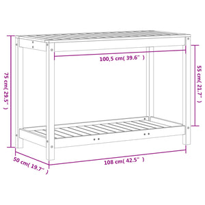 Tavolo Invaso con Ripiano 108x50x75 cm Legno Impregnato di Pino 832406