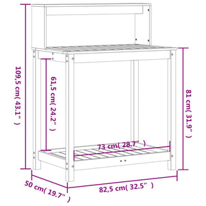 Tavolo Invaso con Ripiani Bianco 82,5x50x109,5 cm Massello Pino 832408