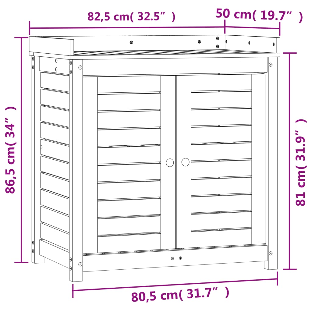 Tavolo Invaso con Ripiani 82,5x50x86,5 cm Legno Massello Pino 832417