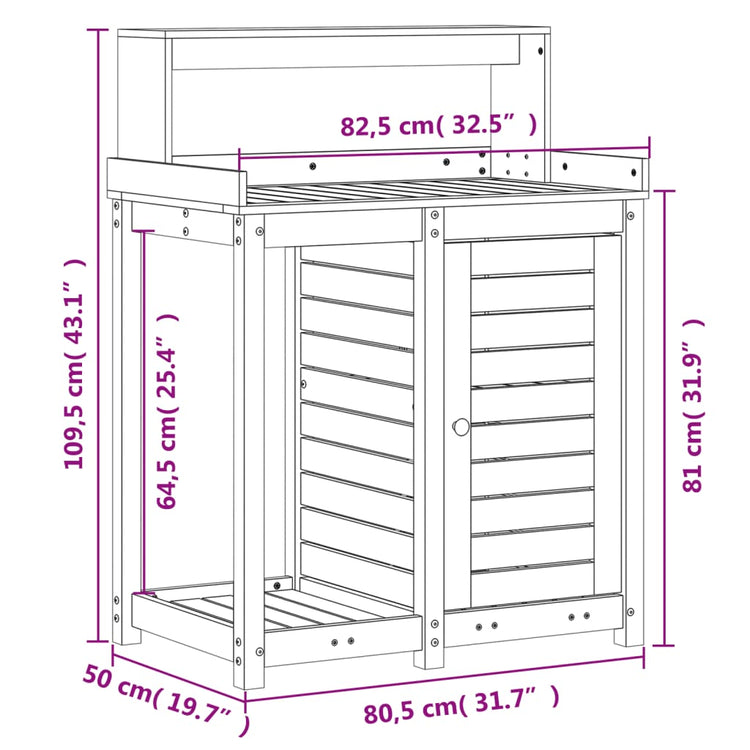 Tavolo Invaso con Ripiani 82,5x50x109,5 cm Legno Massello Pino 832422