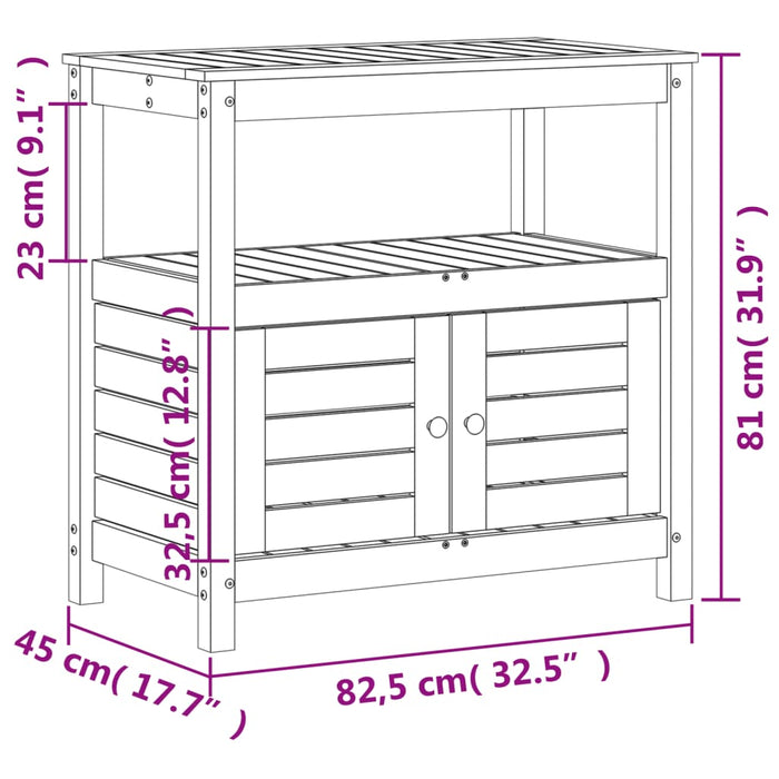 Tavolo Invaso con Ripiani 82,5x45x81 cm Legno Massello di Pino 832427