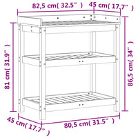 Tavolo Invaso con Ripiani 82,5x45x86,5 cm Legno Massello Pino 832432