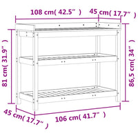 Tavolo Invaso con Ripiani Bianco 108x45x86,5 cm Massello Pino 832438