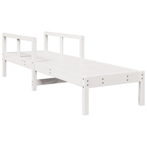 Lettino Prendisole Bianco 199,5x62x55 cm Legno Massello di Pino 832539