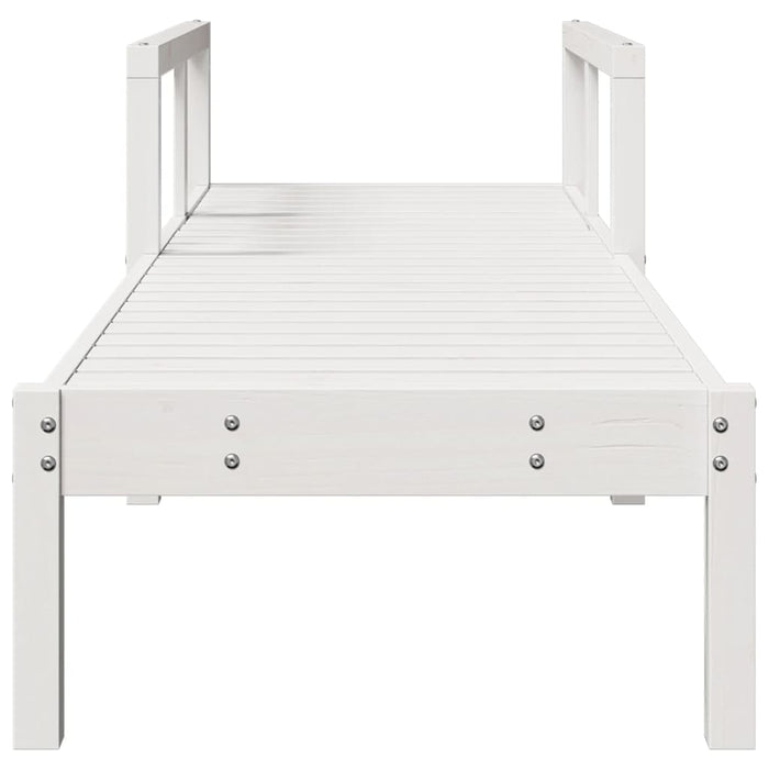 Lettino Prendisole Bianco 199,5x62x55 cm Legno Massello di Pino 832539