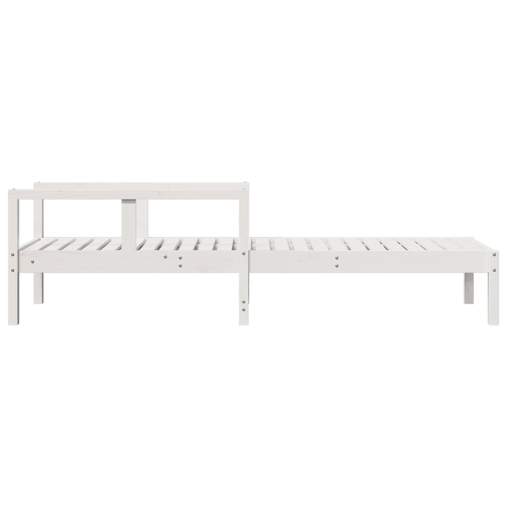 Lettino Prendisole Bianco 199,5x62x55 cm Legno Massello di Pino 832539