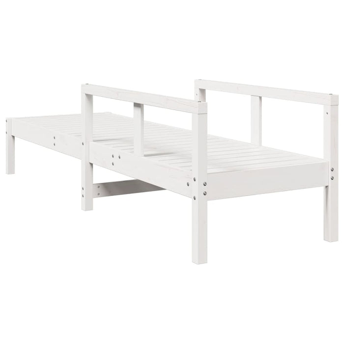 Lettino Prendisole Bianco 199,5x62x55 cm Legno Massello di Pino 832539