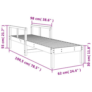 Lettino Prendisole Bianco 199,5x62x55 cm Legno Massello di Pino 832539