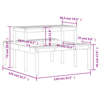 Tavolo da Picnic 110x134x75 cm in Legno Massello di Pino 832557