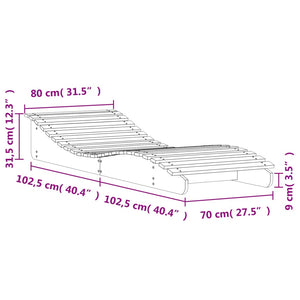 Lettino Prendisole Bianco 205x80x31,5 cm in Legno Massello Pino 832585