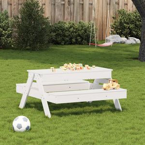 Tavolo Picnic con Sabbiera Bambini Bianco Legno Massello Pinocod mxl 89480