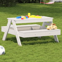 Tavolo Picnic per Bambini Bianco 88x97x52cm Legno Massello Pino 832597