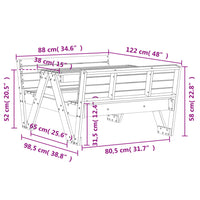 Tavolo da Picnic per Bambini 88x122x58cm Legno Massello di Pino 832601