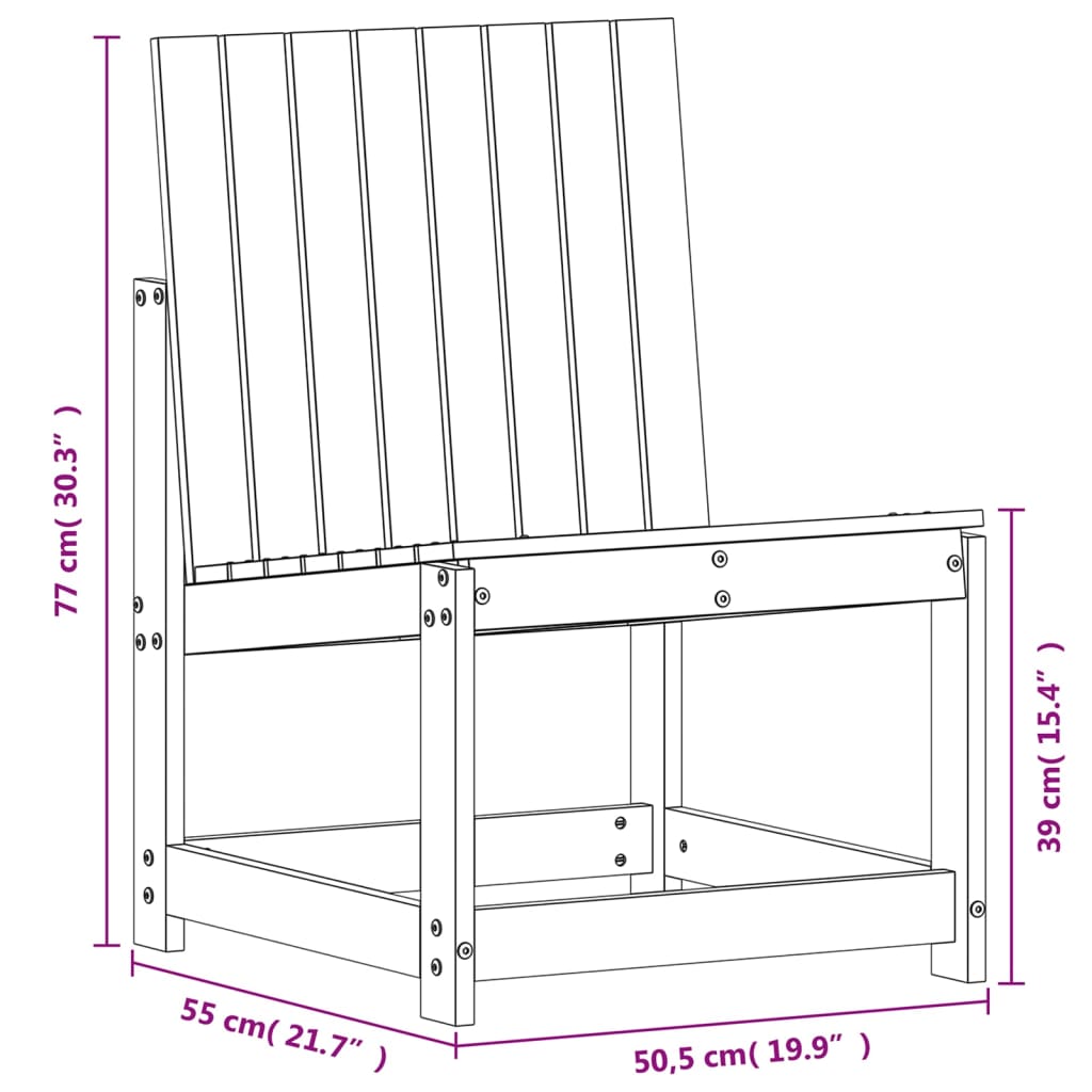 Sedia da Giardino Bianca 50,5x55x77 cm Legno Massello di Pino 832616