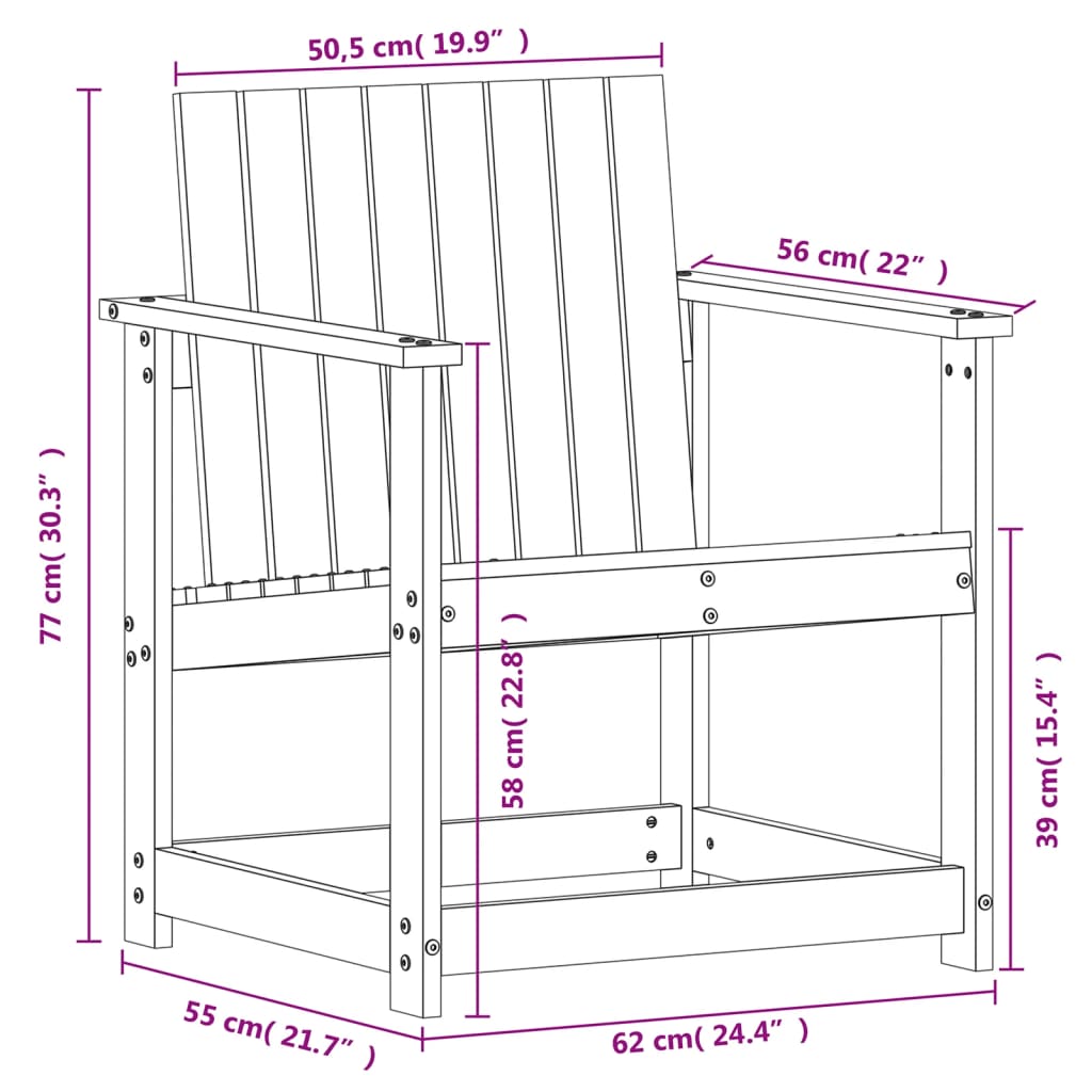 Sedia da Giardino 62x55x77 cm in Legno Massello di Pino 832625