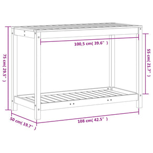 Tavolo Invasatura Ripiano Marrone Cera 108x50x75 Massello Pino 844632