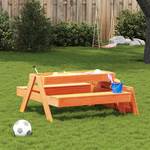 Tavolo Picnic con Sabbiera Bambini Marrone Legno Massello Pino 844655