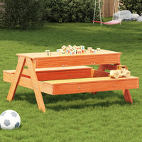 Tavolo Picnic con Sabbiera Bambini Marrone Legno Massello Pino 844655