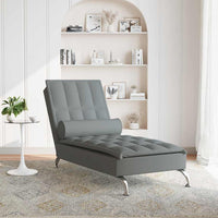 Chaise Longue Massaggi con Capezzale Grigio Scuro in Tessuto 379444