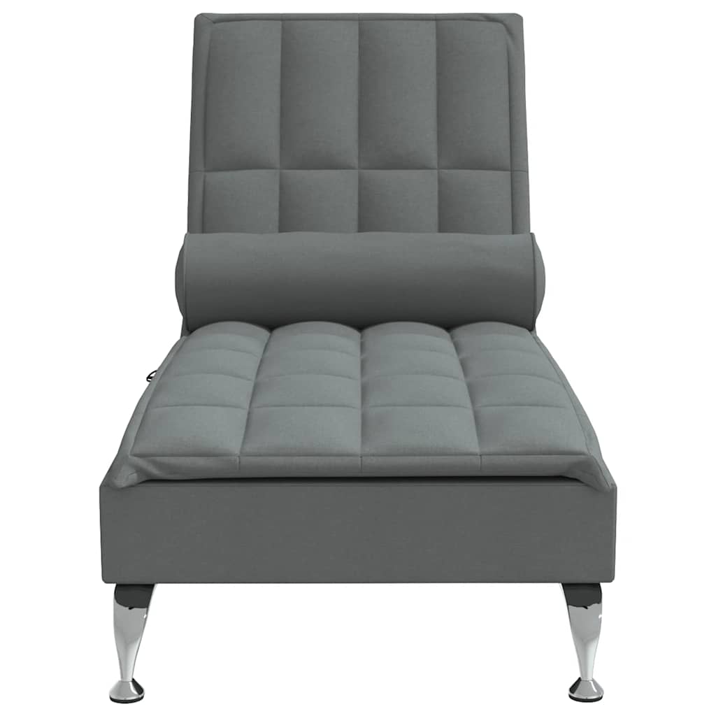 Chaise Longue Massaggi con Capezzale Grigio Scuro in Tessuto 379444