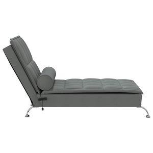 Chaise Longue Massaggi con Capezzale Grigio Scuro in Tessuto 379444