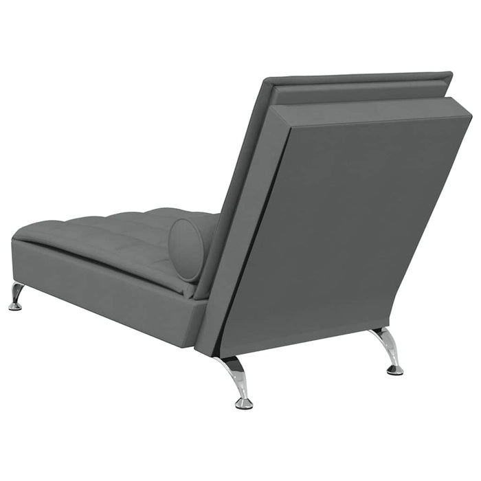 Chaise Longue Massaggi con Capezzale Grigio Scuro in Tessuto 379444