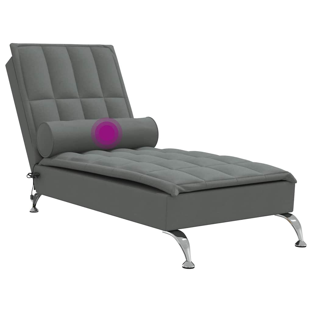 Chaise Longue Massaggi con Capezzale Grigio Scuro in Tessuto 379444