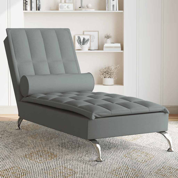 Chaise Longue Massaggi con Capezzale Grigio Scuro in Tessuto 379444