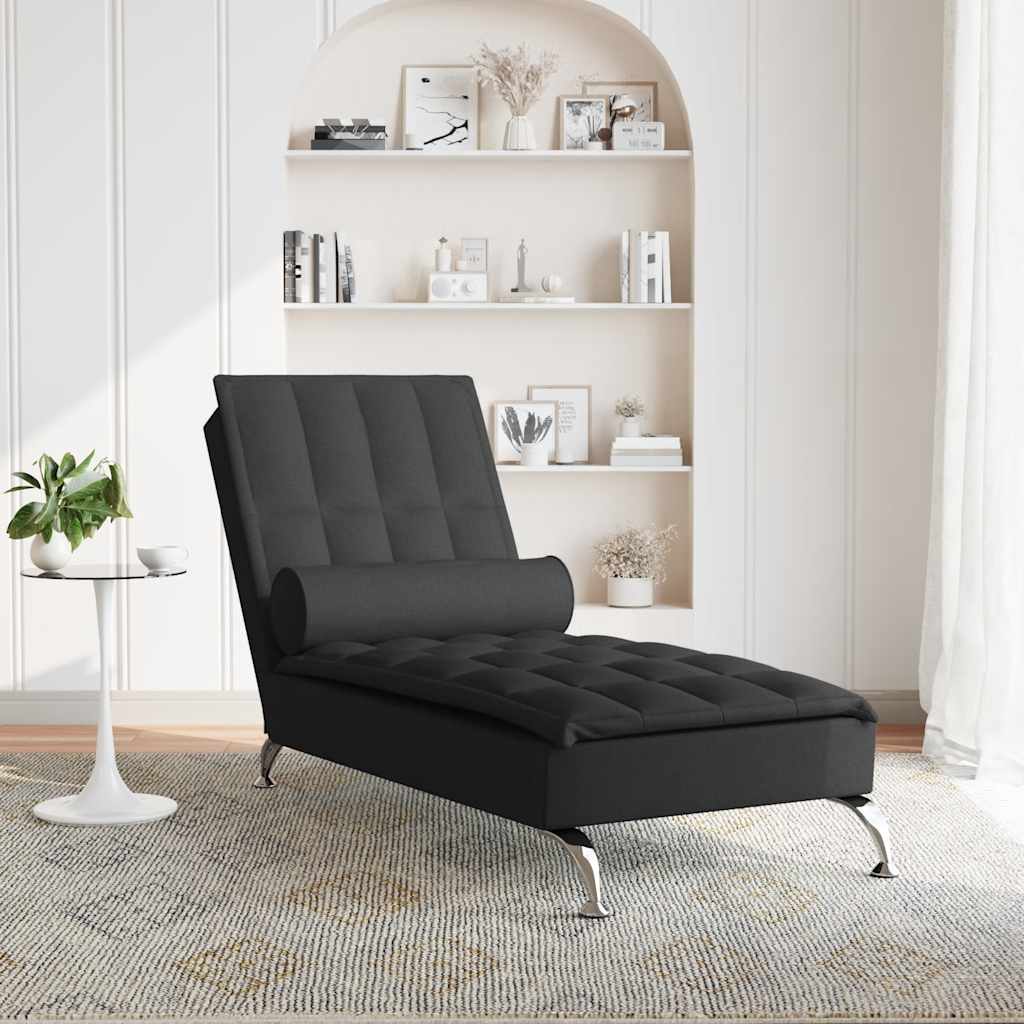 Chaise Longue Massaggi con Capezzale Nero in Tessuto 379445