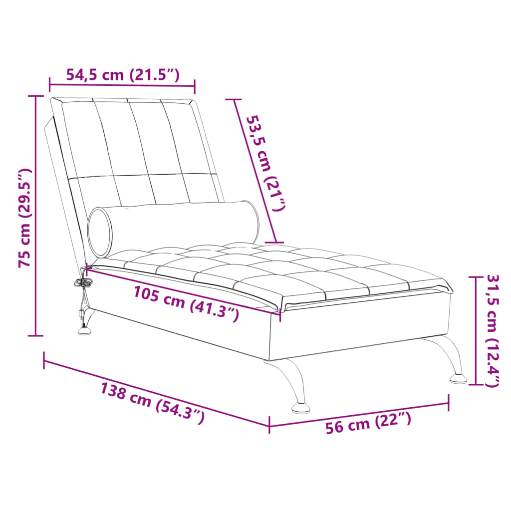 Chaise Longue Massaggi con Capezzale Nero in Tessuto 379445