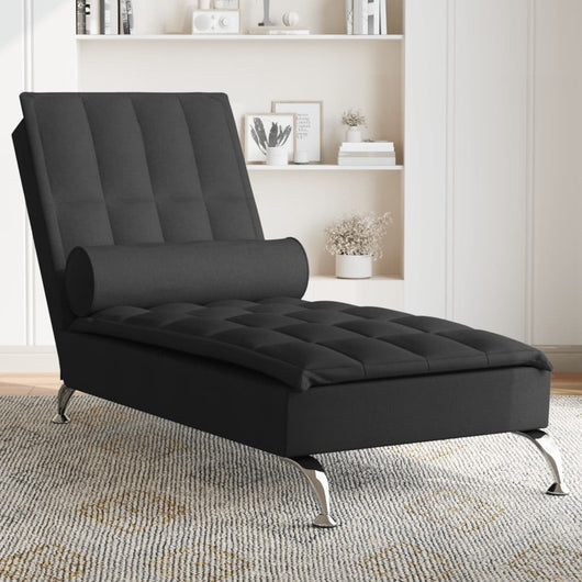 Chaise Longue Massaggi con Capezzale Nero in Tessuto 379445