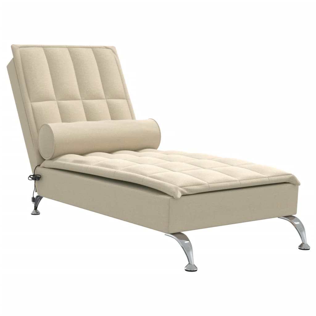 Chaise Longue Massaggi con Capezzale Crema in Tessuto 379448