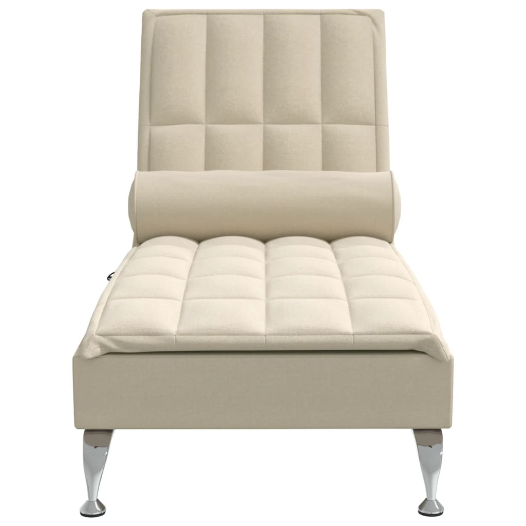 Chaise Longue Massaggi con Capezzale Crema in Tessuto 379448