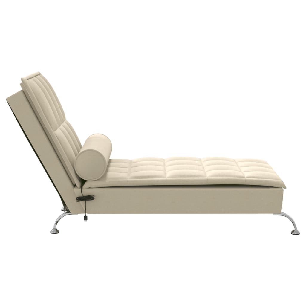 Chaise Longue Massaggi con Capezzale Crema in Tessuto 379448