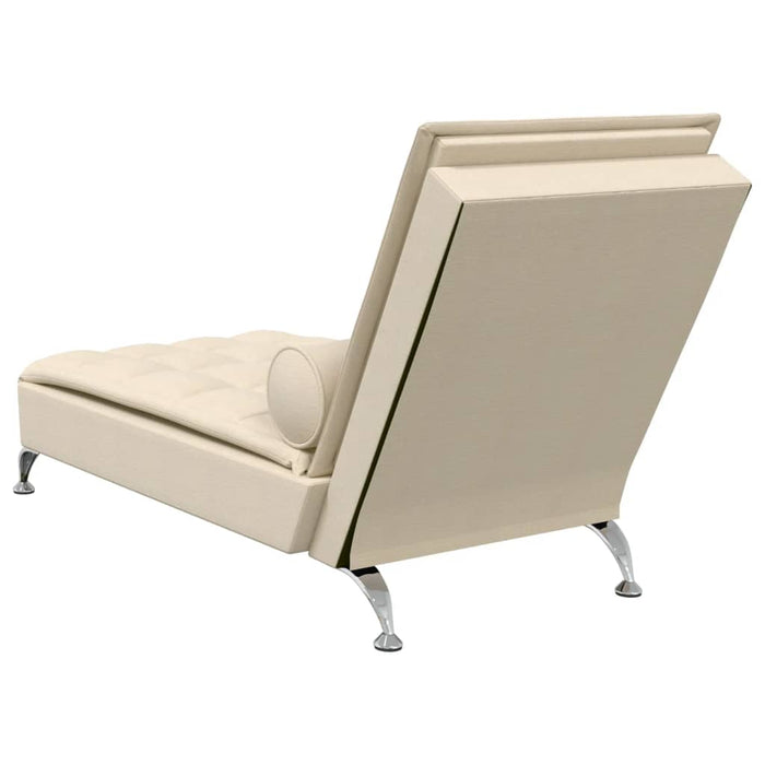 Chaise Longue Massaggi con Capezzale Crema in Tessuto 379448