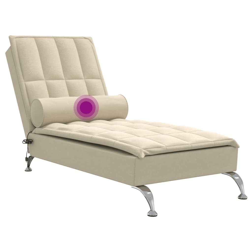 Chaise Longue Massaggi con Capezzale Crema in Tessuto 379448