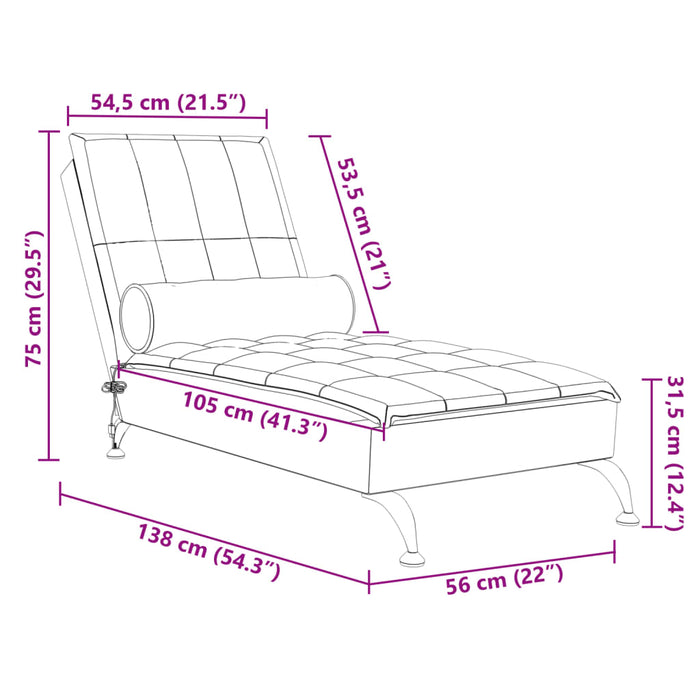 Chaise Longue Massaggi con Capezzale Crema in Tessuto 379448