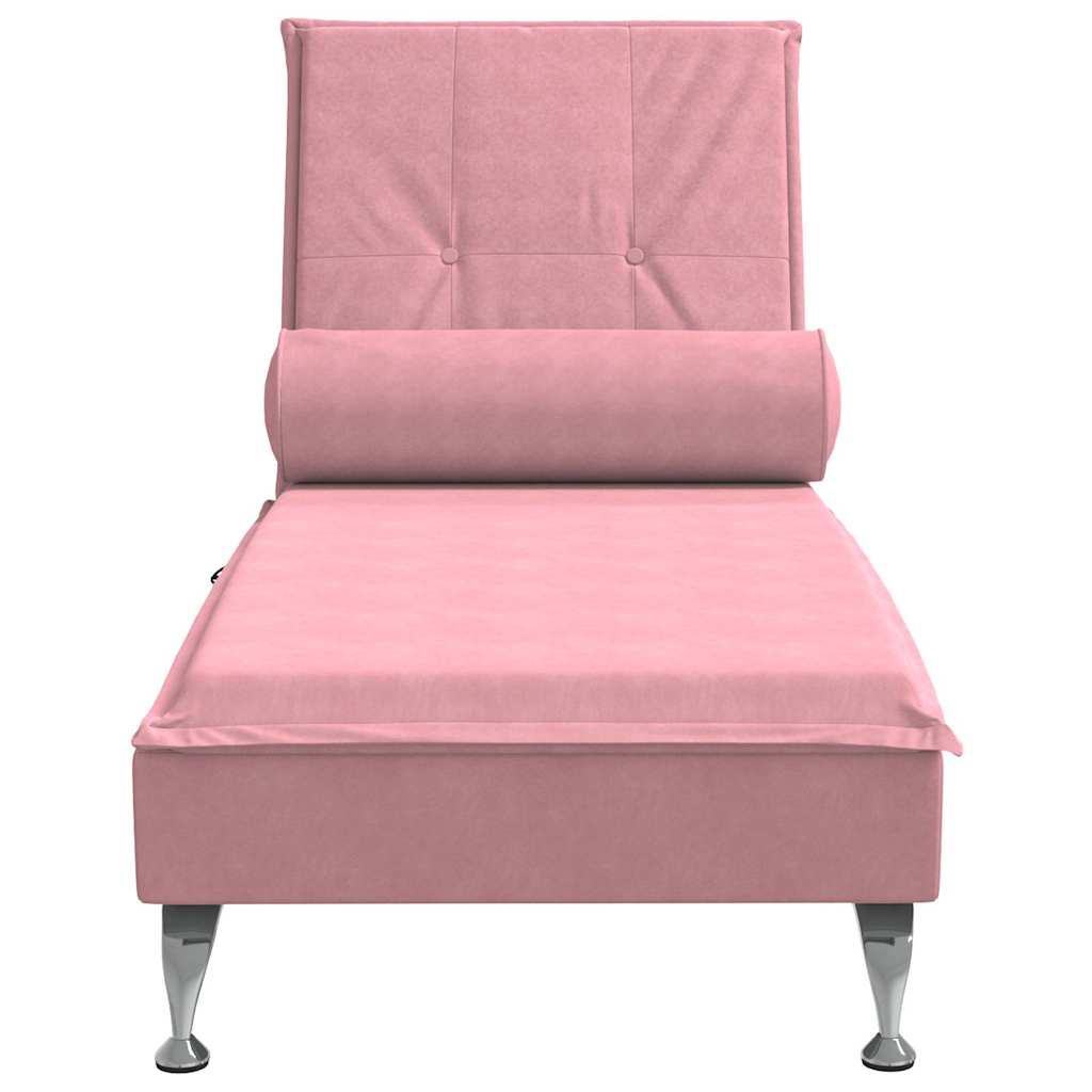 Chaise Longue Massaggi con Cuscino Rosa in Velluto 379453