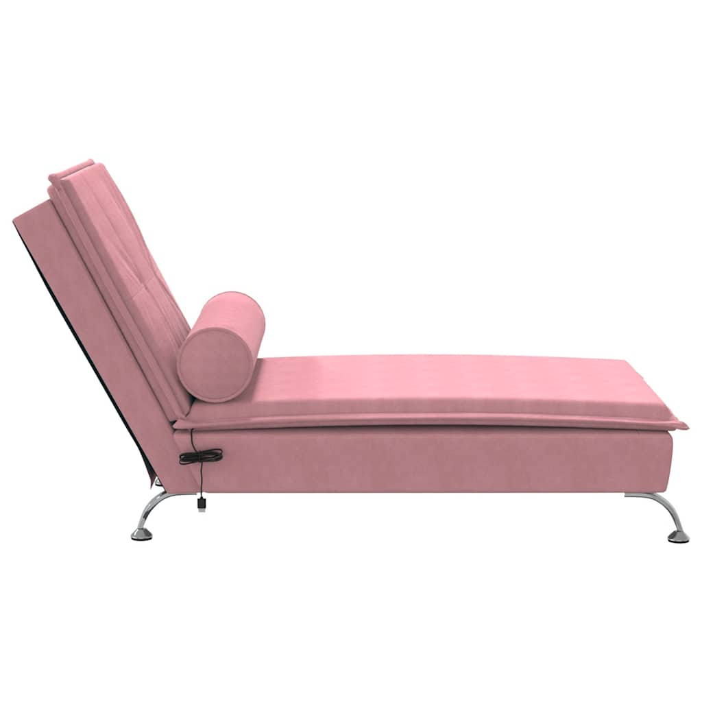 Chaise Longue Massaggi con Cuscino Rosa in Velluto 379453