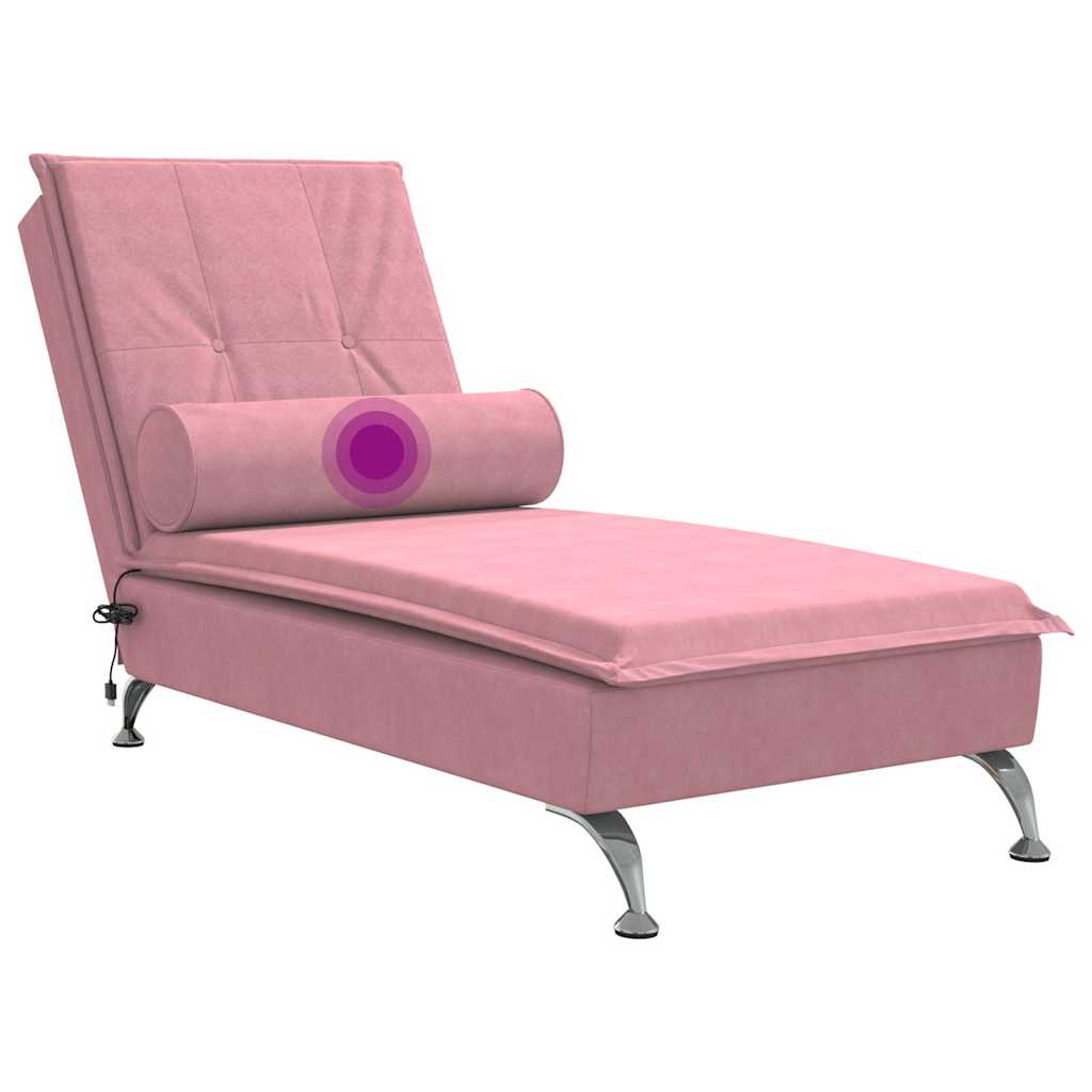 Chaise Longue Massaggi con Cuscino Rosa in Velluto 379453