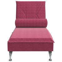 Chaise Longue Massaggi con Cuscino a Rullo Rosso Vino Velluto 379454