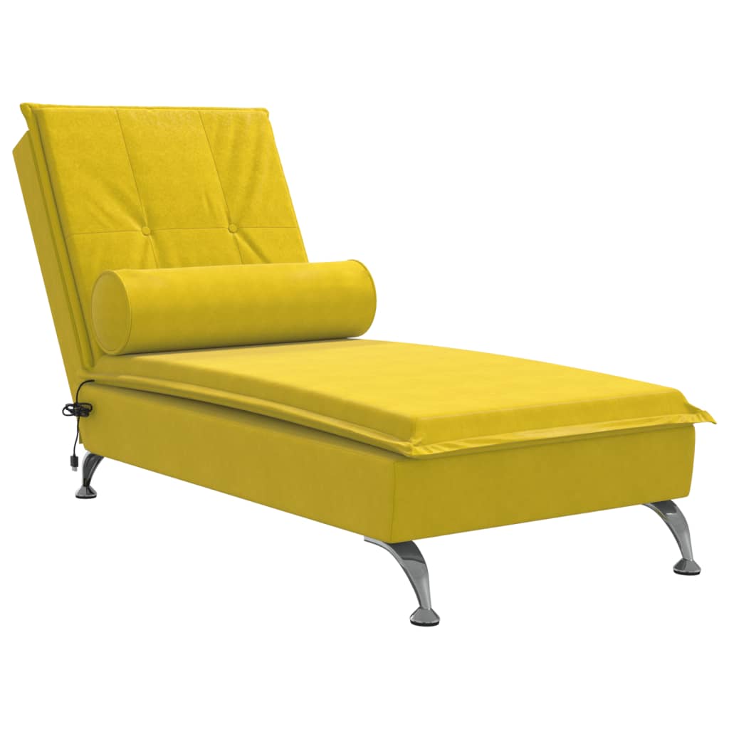 Chaise Longue Massaggi con Cuscino a Rullo Giallo in Velluto 379456