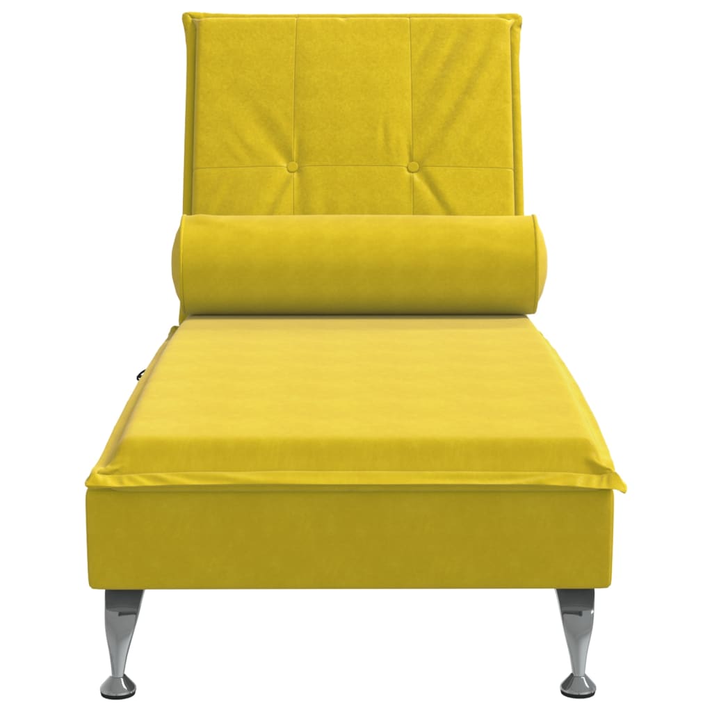 Chaise Longue Massaggi con Cuscino a Rullo Giallo in Velluto 379456