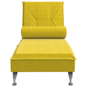 Chaise Longue Massaggi con Cuscino a Rullo Giallo in Velluto 379456