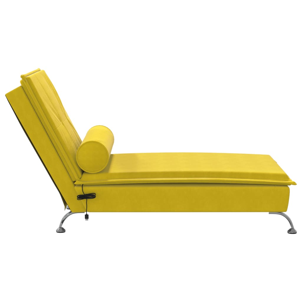 Chaise Longue Massaggi con Cuscino a Rullo Giallo in Velluto 379456