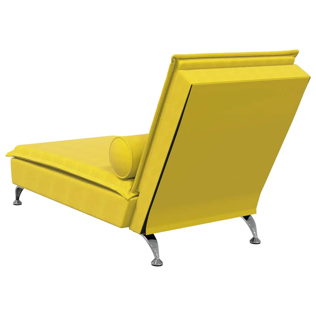 Chaise Longue Massaggi con Cuscino a Rullo Giallo in Velluto 379456